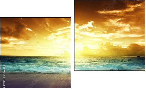 sunset on Seychelles beach - Two-piece canvas, Diptych
