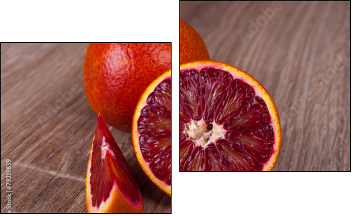 red blood sicilian orange whole, half and wedge - Two-piece canvas, Diptych