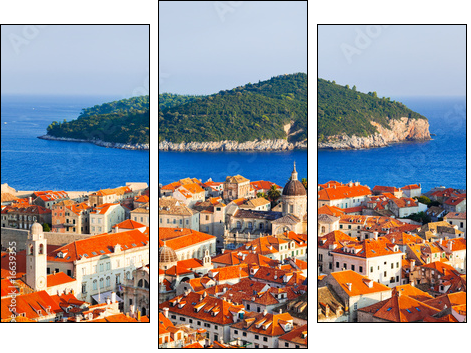 Town Dubrovnik and island in Croatia - Three-piece canvas, Triptych
