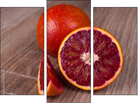 red blood sicilian orange whole, half and wedge - Three-piece canvas, Triptych