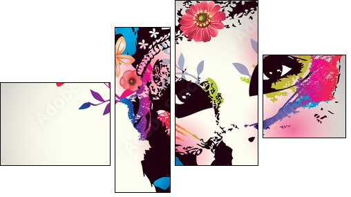 Girl with mask/Vector illustration - Four-piece canvas, Fortyk