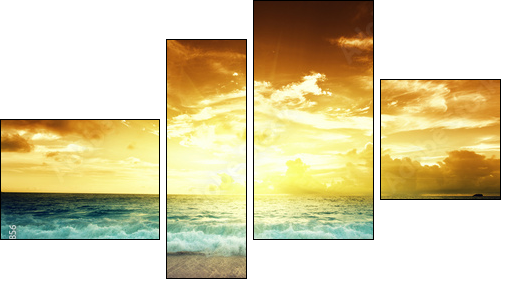 sunset on Seychelles beach - Four-piece canvas, Fortyk