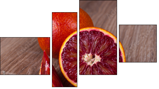 red blood sicilian orange whole, half and wedge - Four-piece canvas, Fortyk