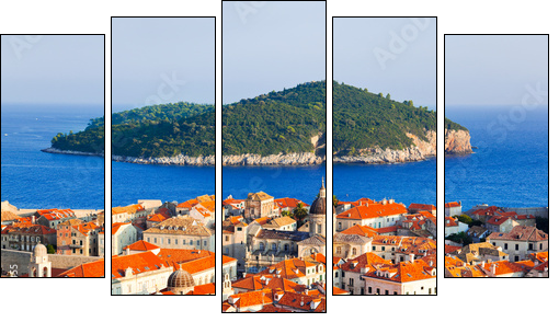 Town Dubrovnik and island in Croatia - Five-piece canvas, Pentaptych