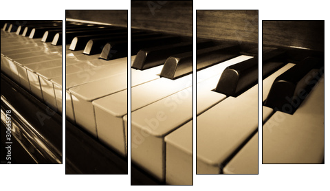 Close up shot of piano keyboard - Five-piece canvas, Pentaptych