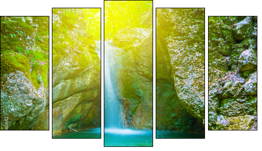 small mountain waterfall - Five-piece canvas, Pentaptych