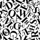 Alphabet désordonné en noir et blanc