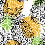 Ananas gravés en éclats colorés