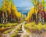 Chemin doré sous ciel d'orage