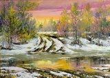 Crépuscule d'hiver au bord de la rivière