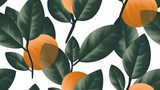 Design botanique graphique aux teintes oranges