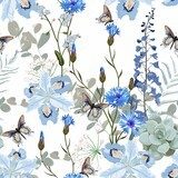 Explosion florale en bleu et vert