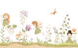 Jardin enchanté aux fées et papillons