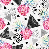 Jardin graphique aux ananas aquarellés