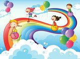 Jeux colorés dans le ciel joyeux