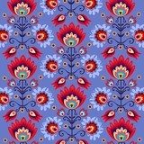 Motif floral symétrique aux couleurs éclatantes