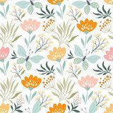 Papillons et fleurs en pastel éclatant