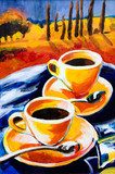Pause café au cœur d'un paysage d'automne