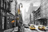 Pluie urbaine aux taxis éclatants