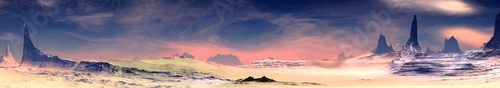 Crépuscule pastel sur désert surréaliste