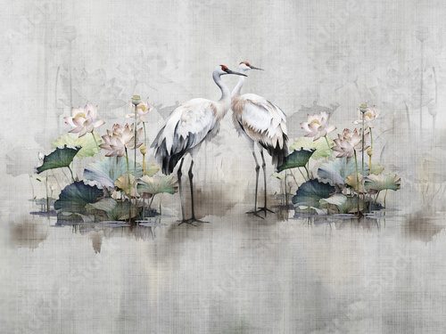 Danse élégante entre lotus et grues