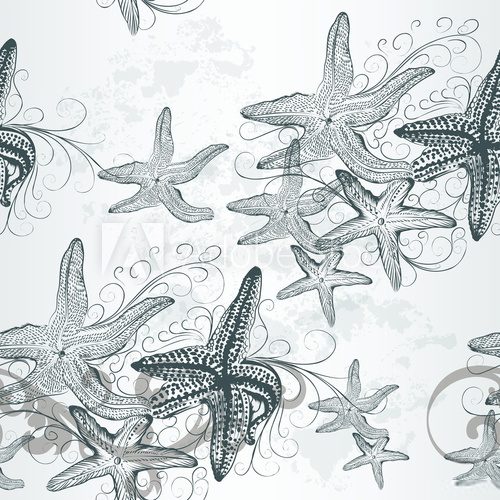 Étoiles de mer vintage en dessin au trait