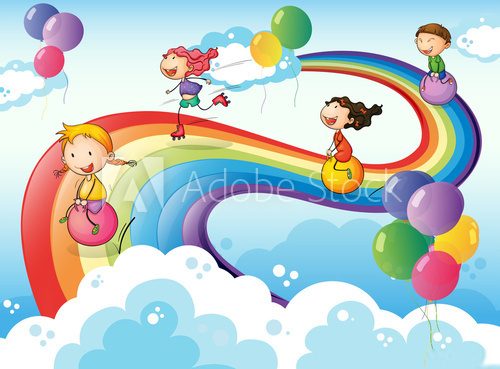 Jeux colorés dans le ciel joyeux