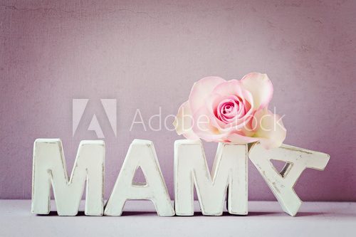Lettrage bois et rose pastel