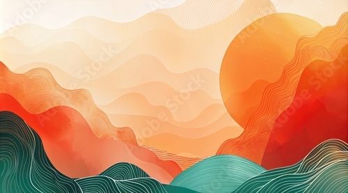 Montagnes ondulées au soleil couchant