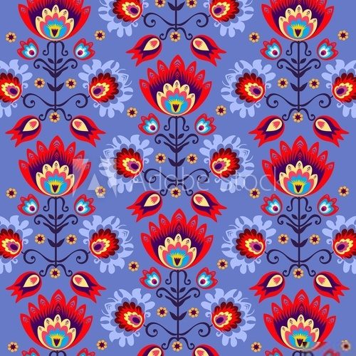 Motif floral symétrique aux couleurs éclatantes