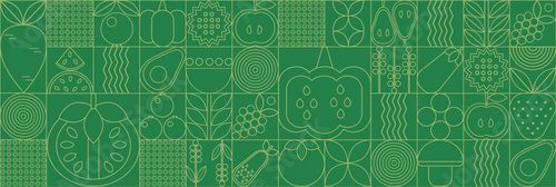 Motifs fruités et géométriques verts