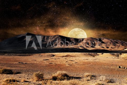 Nuit mystique sous la pleine lune dorée