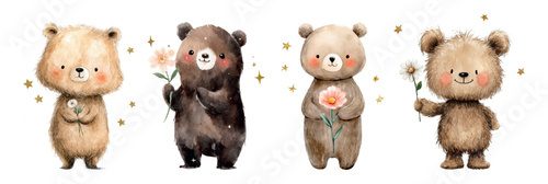 Ours en peluche au style aquarelle mignon