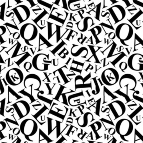 Alphabet désordonné en noir et blanc