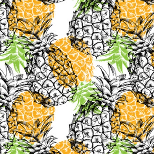 Ananas gravés en éclats colorés