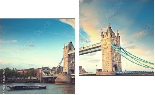 Tower bridge at sunset, London - Two-piece canvas, Diptych