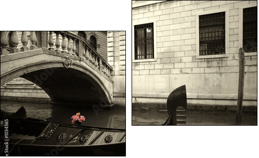 pink flowers and gondola - Two-piece canvas, Diptych