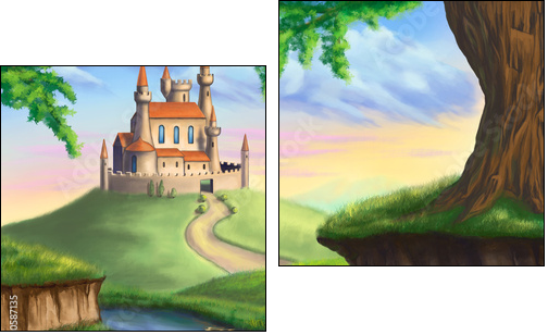 Fantasy castle - Two-piece canvas, Diptych