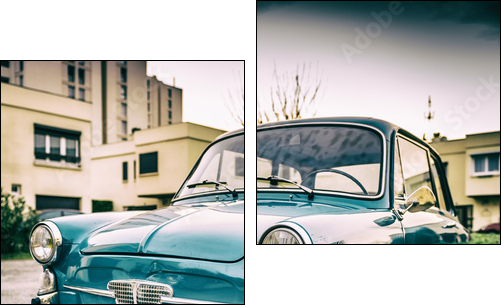 Petite automobile bleu - Two-piece canvas, Diptych