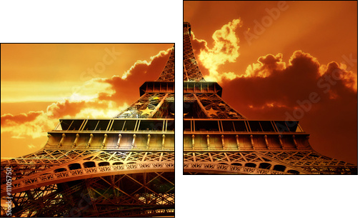 Eiffel tower on sunset - Two-piece canvas, Diptych