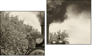 Old locomotive sepia - Two-piece canvas, Diptych