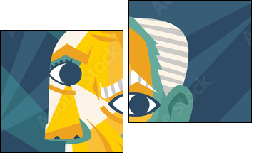 cubist portrait painting cartoon - Two-piece canvas, Diptych