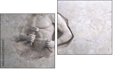 epic background of athletic man cuts his sports body of marble stone - Two-piece canvas, Diptych