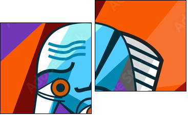cubist great painter face portrait painting - Two-piece canvas, Diptych