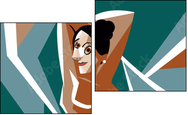 cubist woman painting - Two-piece canvas, Diptych