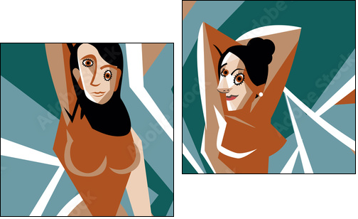 cubist women painting - Two-piece canvas, Diptych