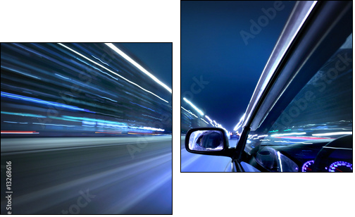 night car drive - Two-piece canvas, Diptych