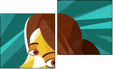 beautiful cubist woman portrait - Two-piece canvas, Diptych