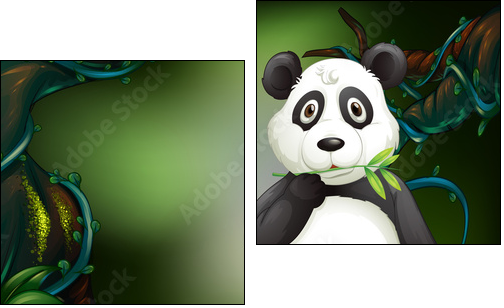 Panda standing in deep forest - Two-piece canvas, Diptych