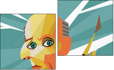 cubist portrait of a painter - Two-piece canvas, Diptych